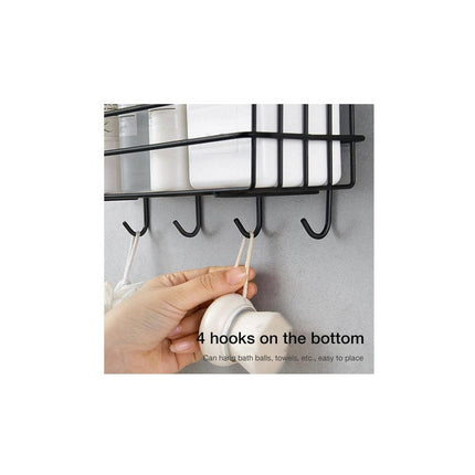 Canasto Organizador Adhesivo Metal Cocina Baño Con Ganchos