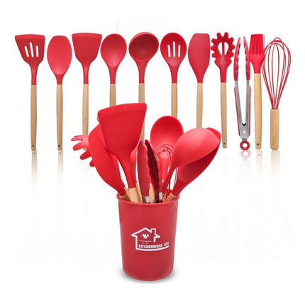 Juego Menage De Cocina De Silicona Y Madera Set 11 Piezas  Varios