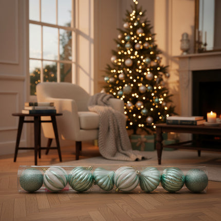 Set X9 Chirimbolos Para Arbol De Navidad  Grandes Verde Agua