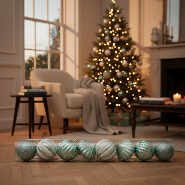 Set X9 Chirimbolos Para Arbol De Navidad  Grandes Verde Agua