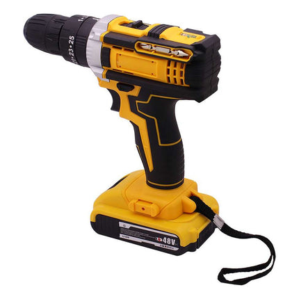 Taladro Atornillador Inalambrico Con 2 Baterias Amarillo 1