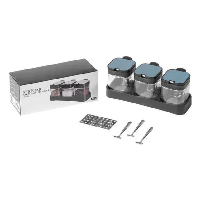 Set X 3 Especieros Con Cuchara Y Soporte X