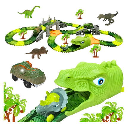 Pista De Carreras De Dinosaurios Para Niños 275 Piezas Verde