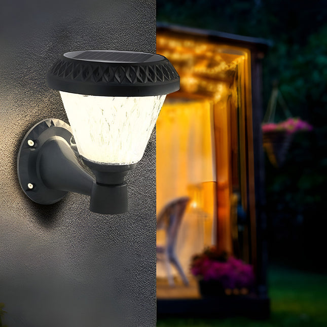 Lampara Led Solar Pared Rgb, Luz Cálida Y Fría Con Control Negro