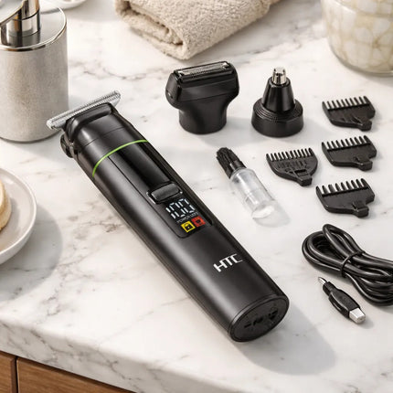 Corta Pelo Inalambrica Htc At-1202 3 En 1 Magnetica Led Negro