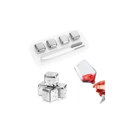 Cubito De Acero Inoxidable X4 Y Pinza, En Caja Plástica