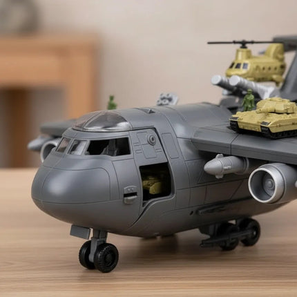 Set Militar Con Avión Porta Vehículos 35x35cm Ty372740a Avión