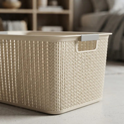 Canasto Labrado Con Asas 35x26x21cm Chw02217 Beige