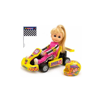 Muñeca Articulada En Auto De Carreras Ty372846 V