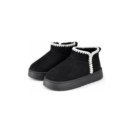 Pantu-botas Forradas Negras Cgs00747/8/9 Negro Liso Con Ribete Contrastante 37 Uy