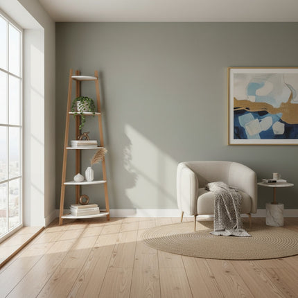 Mueble Esquinero Bamboo Blanco 5 Estantes