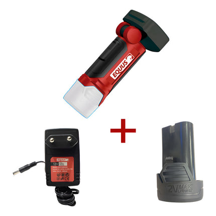 Combo Foco Linterna Recargable + Bateria + Cargador Blanco Rojo