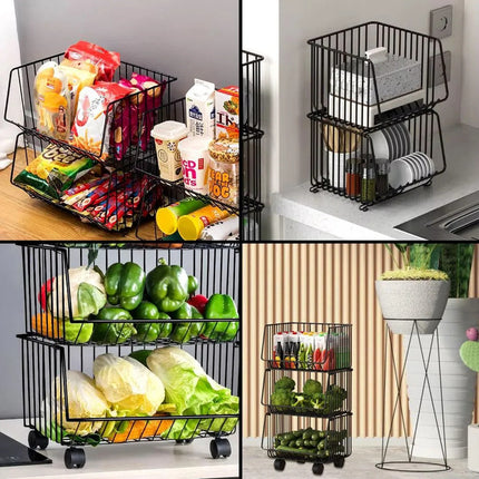 Carrito Organizador 4 Canastos Apilables Con Ruedas