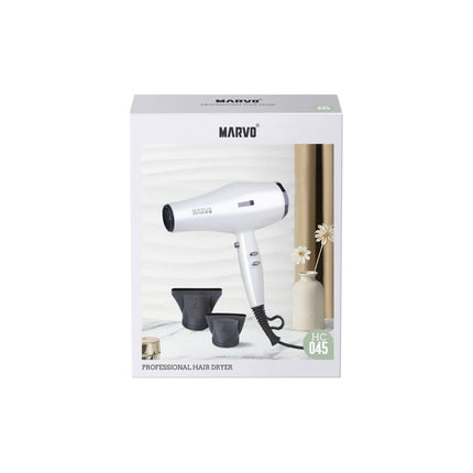 Secador De Pelo 2300w Iones Negativos Marvo Hc-045 Blanco