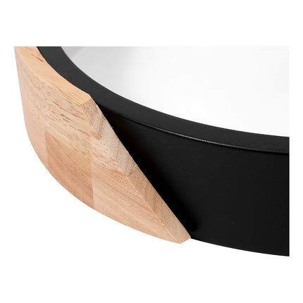 Plafon Led 30 Cm Metal Y Madera Luz Led Blanco  Frío Negro