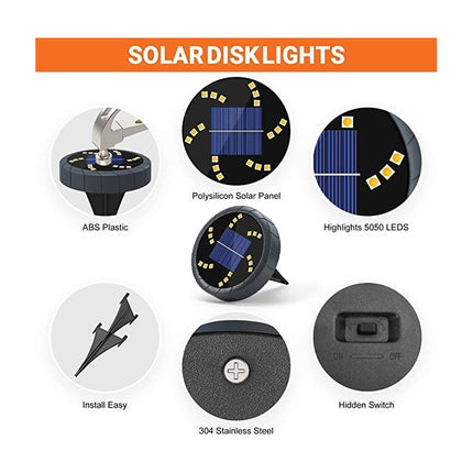 Foco Luz Solar Para Jardin Piso Embutir  18 Led Calida Cálida