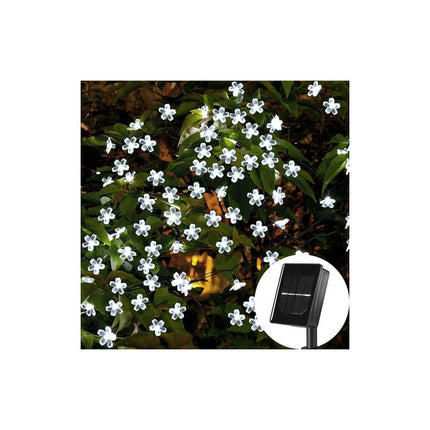 Guirnalda Solar Para Exterior Decoración Flores Blancas