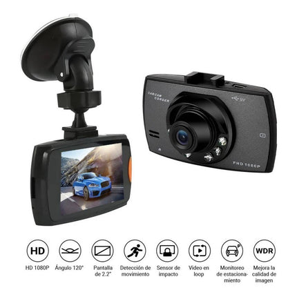 Cámara Para Auto Full Hd Ángulo 120° Pantalla 2.4