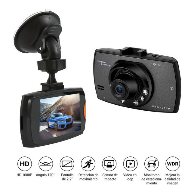 Cámara Para Auto Full Hd Ángulo 120° Pantalla 2.4