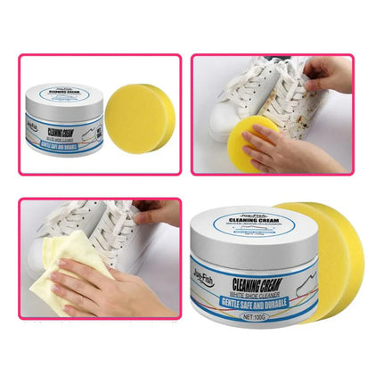 Crema Pomada Blanqueadora De Zapatos Limpieza Con Esponja