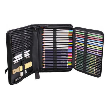 Kit 72 Piezas Lapices De Colores Con Block De Hojas Negro