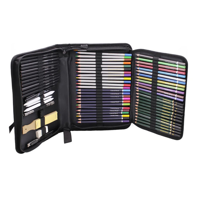 Kit 72 Piezas Lapices De Colores Con Block De Hojas Negro