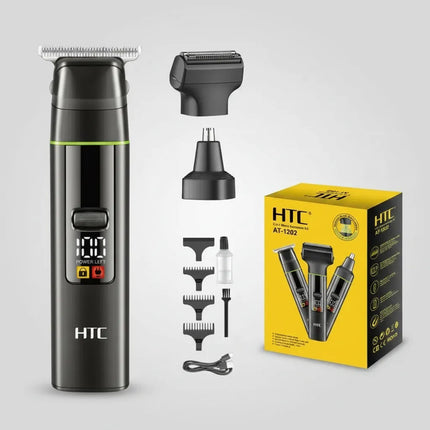 Corta Pelo Inalambrica Htc At-1202 3 En 1 Magnetica Led Negro