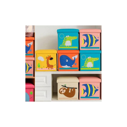 Banco Puff Baul Plegable Infantil 30x30x30cm. Rosa