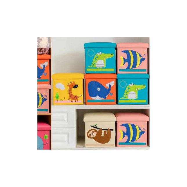 Banco Puff Baul Plegable Infantil 30x30x30cm. Rosa