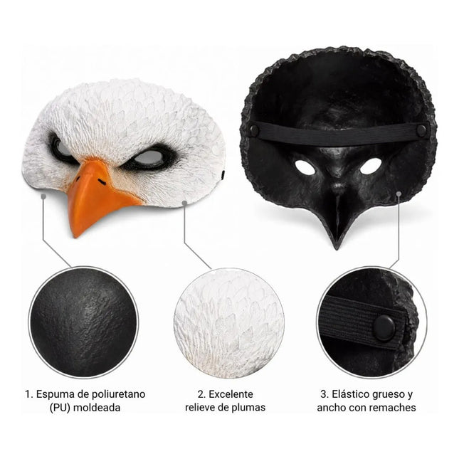 Máscara De Águila Realista 22x23cm Cpt01257 Blanco