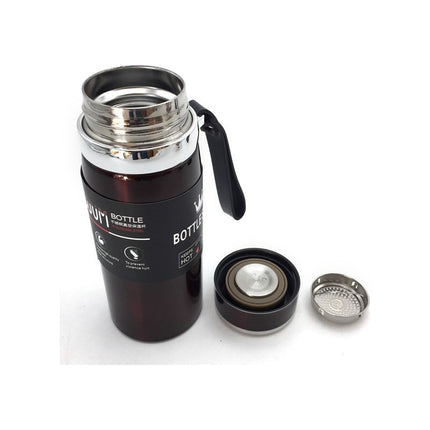 Termo Con Filtro  600ml  De Acero Inoxidable Calidas Pre Negro
