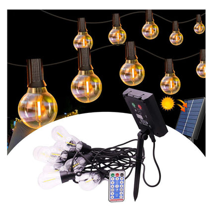 Guirnalda Luces Led Calida Con Control Panel Solar Vintage V