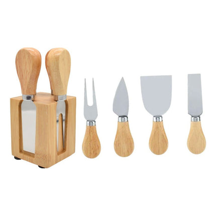 Cuchillos Para Quesos Con Soporte Magnético Madera