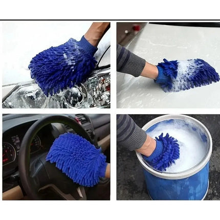 Guante Microfibra Manopla De Limpieza Esponja Microfibra Azul