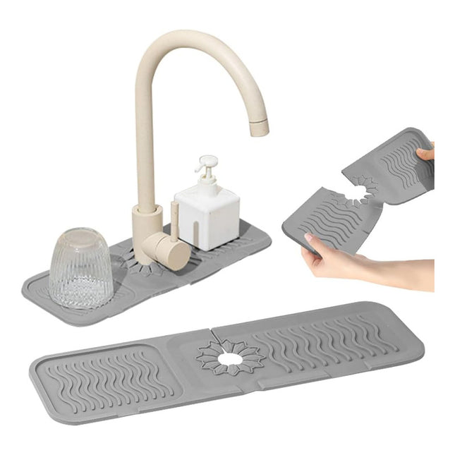 Alfombrilla De Silicona Para Fregadero Secado Rápido Gris