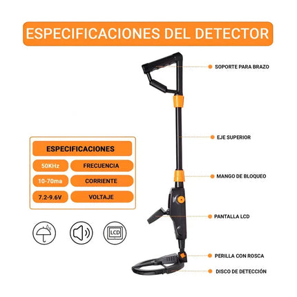 Detector De Metales Con Display Lcd Y Accesorios Incluidos Negro