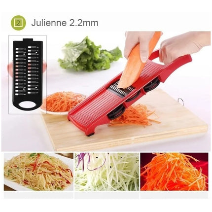 Rallador Cortador De Vegetales Y Frutas Mandolina 10 En 1 Rojo
