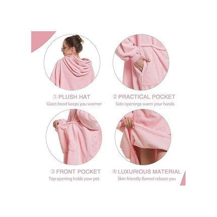 Manta Buzo Con Capucha Polar Rosado Unico Rosado