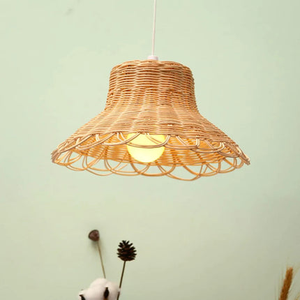 Pantalla Rattan Colgante De Techo Beige Trenzado