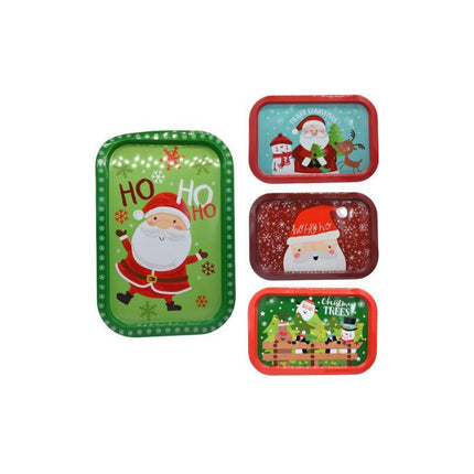 Bandeja De Metal Con Diseño Navideño 35 X 24 Cm Ccm00640 V