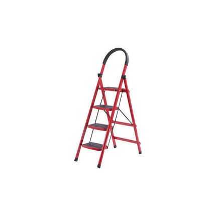 Escalera Plegable Roja Con 4 Escalones Anchos Antideslizante