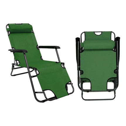 Silla Reposera Reclinable  De Lona Oxford Verde Verde