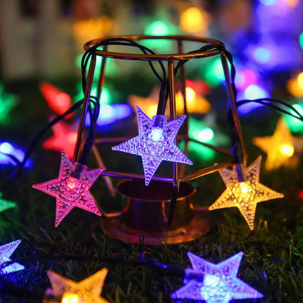 Guia De Luces Solar Forma Estrellas Guirnalda Decoración