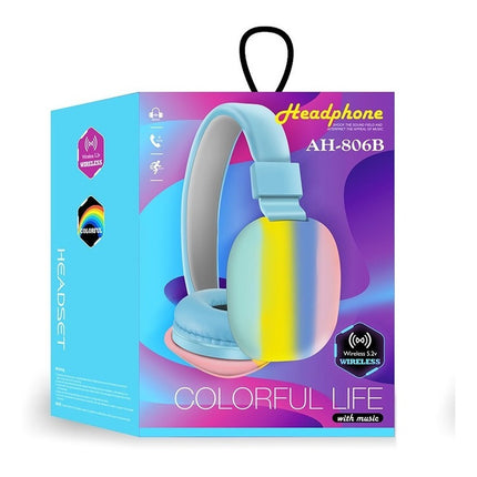 Auricular Inalámbrico Bluetooth Radio Fm Microsd Arcoiris Varios