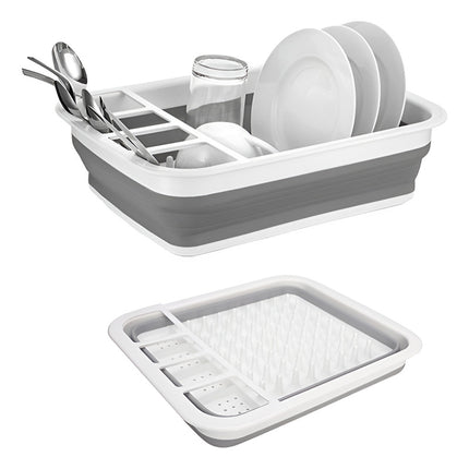 Seca Platos De Silicona Plegable Escurridor De Platos Cocina Gris