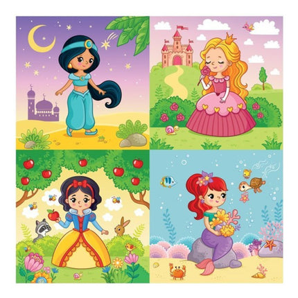 Puzzle De Cartón X4, 43 Piezas Princesas, En Caja