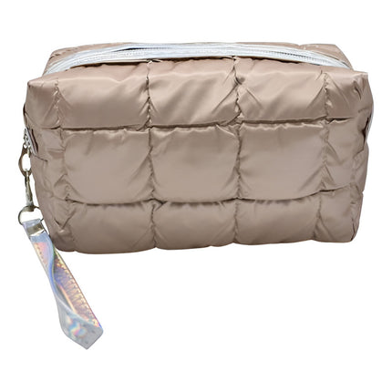 Neceser Capitoneado De Nailon  20x10x6cm. Marrón