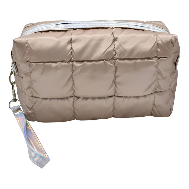 Neceser Capitoneado De Nailon  20x10x6cm. Marrón