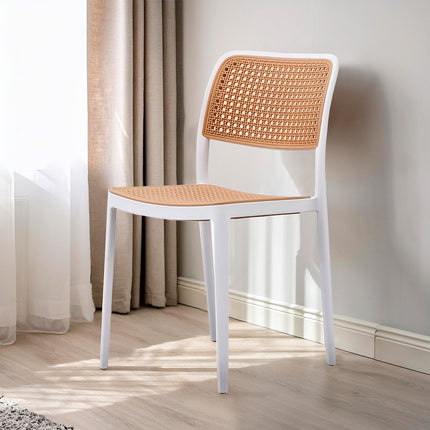 Silla Clasica Con Respaldo De Plastico Rejilla Blanco