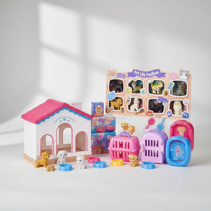 Mini Casa De Mascotas Con Accesorios Ty368132a Rosa